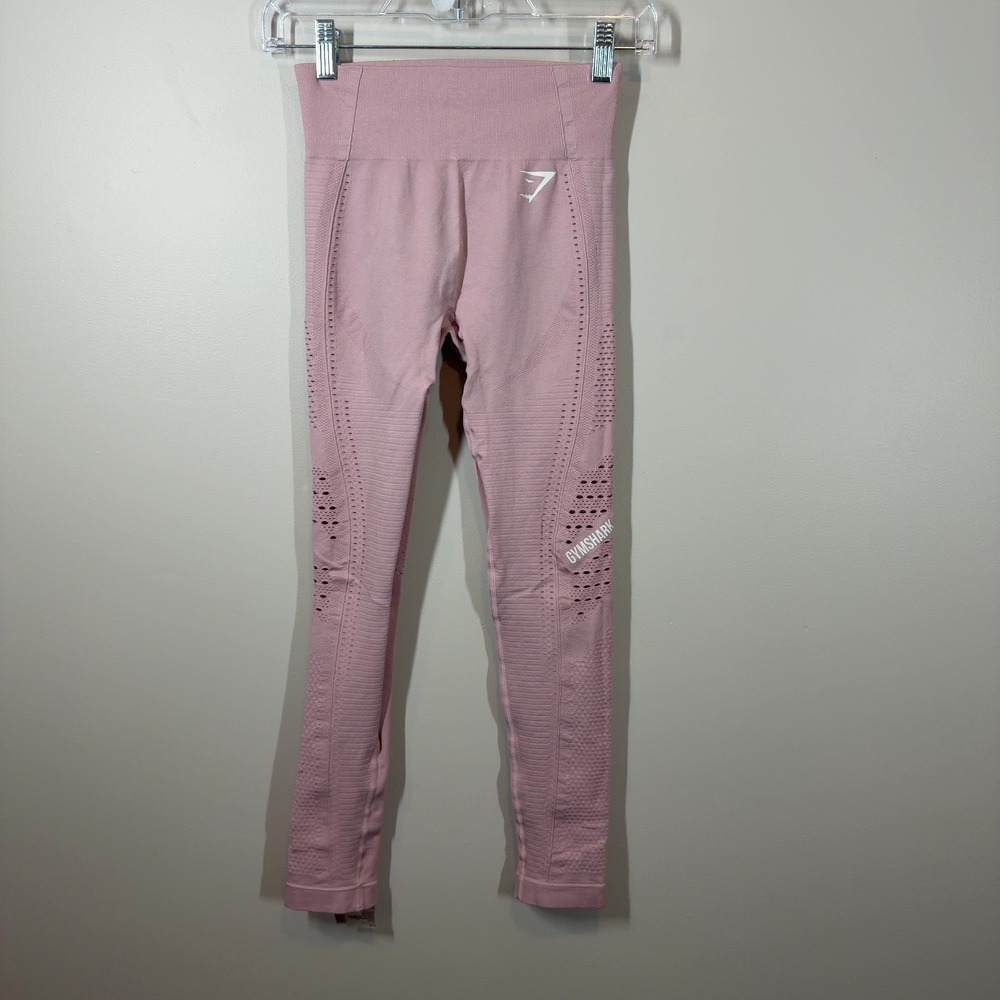 Gymshark‎ Energy Seamless Leggings Pink Womens XS High Waist Eyelet Workout